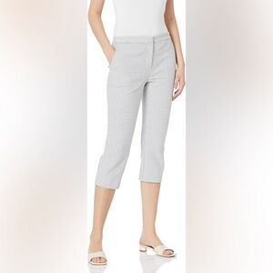 💕🌸 Theory Women Grid White Black Print Easy Capri Pant Sz 4 Old Money Luxury